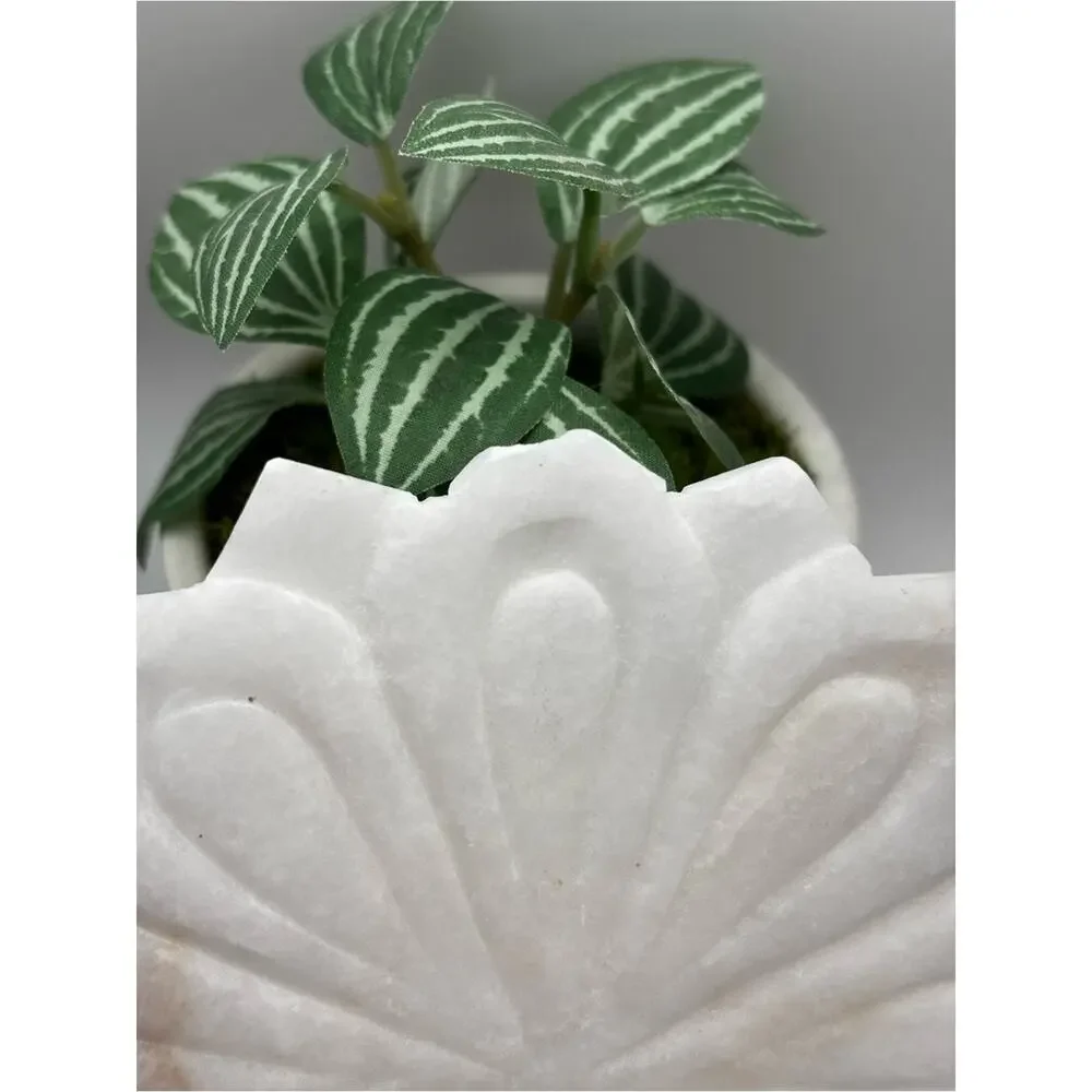 Lotus Flower Soap Dish, White Carved Marble Trivet Tray, Candle / Incense Holder